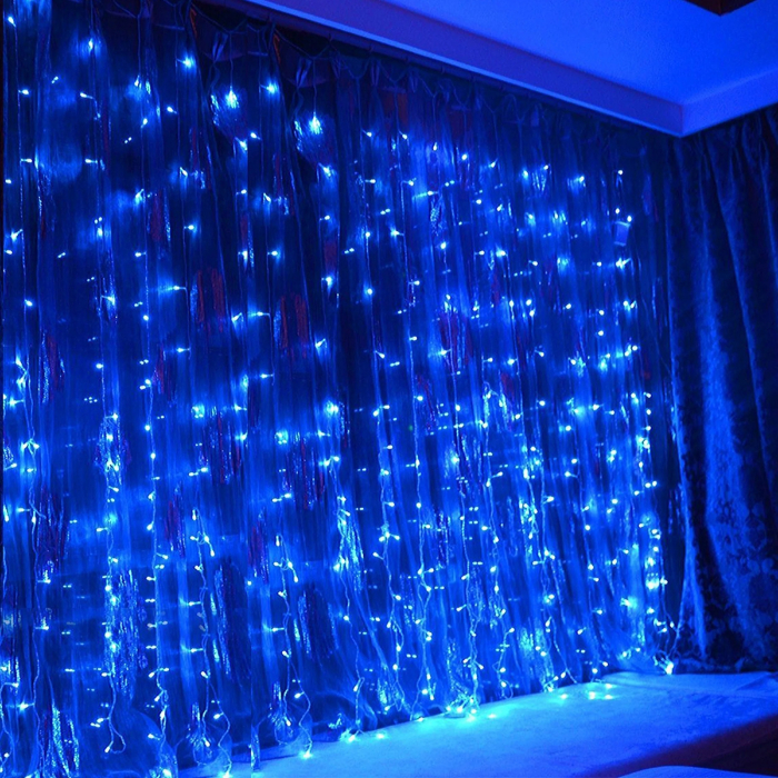 Instalatie de Craciun tip perdea, 9m x 1m diverse culori, alb rece, alb cald, multicolor, albastru [8]