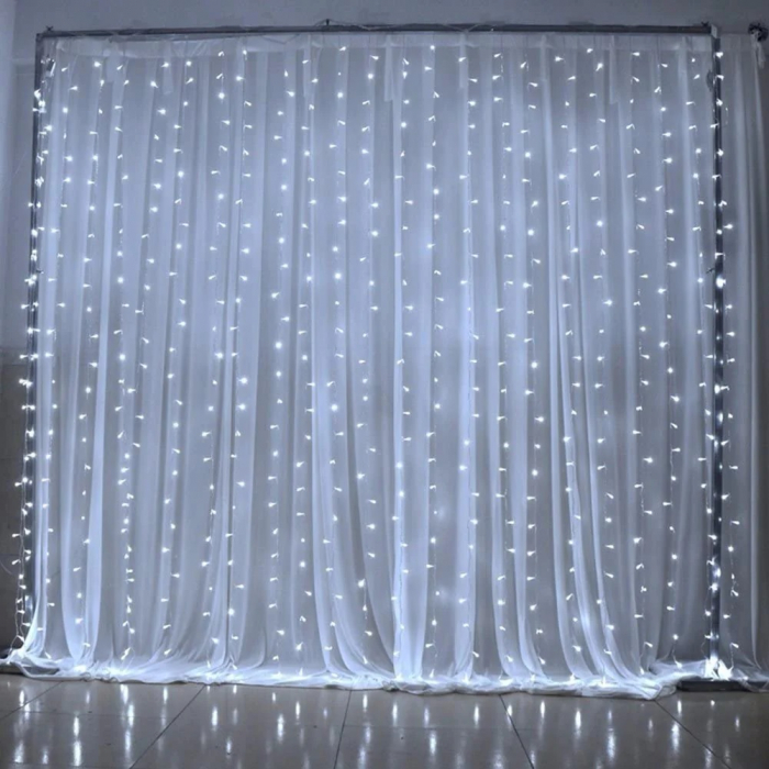 Instalatie de Craciun tip perdea, 9m x 1m diverse culori, alb rece, alb cald, multicolor, albastru [3]