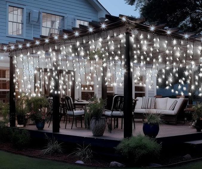 Instalatie Luminoasa cu Franjuri, 240 LED-uri, IP44, 6x1m, Lumina Alba Calda/Rece [16]