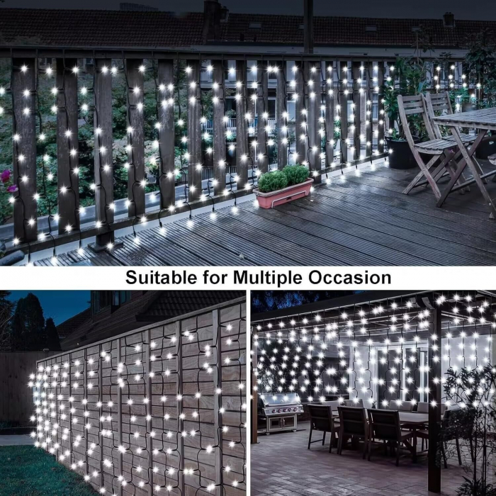 Instalatie Luminoasa cu Franjuri, 240 LED-uri, IP44, 6x1m, Lumina Alba Calda/Rece [14]