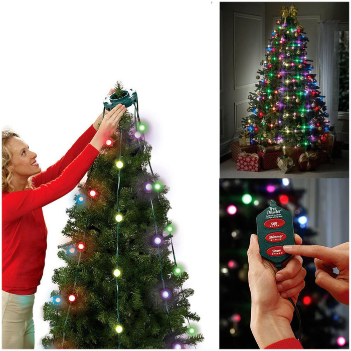 Instalatie Luminoasa Tip Ploaie pentru Bradul de Craciun, Verticala, 48 LED-uri Multicolore, 16 Culori, Telecomanda, 1,8 m [1]