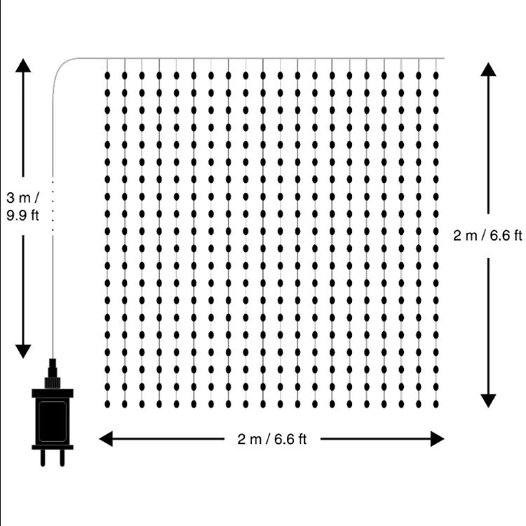 Instalatie Perdea, Control din Telefon, Animatii Customizabile, 400 LED-uri cu Bila, 3m x 2m, Smart Bluetooth Rgb+W, Cod QR aplicatie, Telecomanda [9]