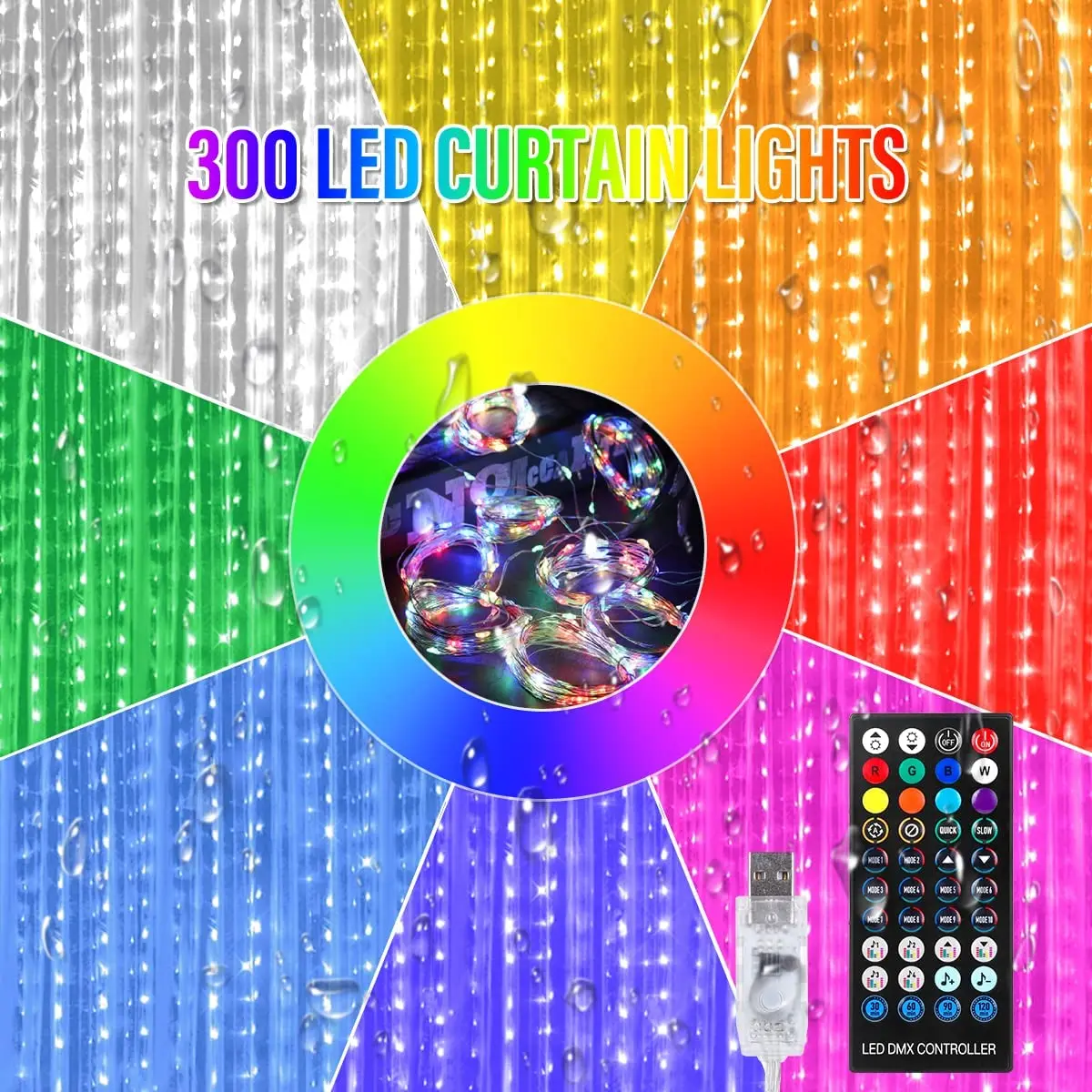 Instalatie Perdea, Control din Telefon, Animatii Customizabile, 400 LED-uri cu Bila, 3m x 2m, Smart Bluetooth Rgb+W, Cod QR aplicatie, Telecomanda [13]