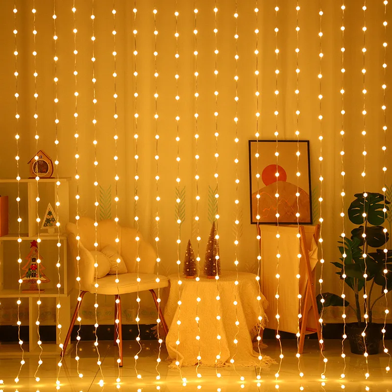 Instalatie Perdea, Control din Telefon, Animatii Customizabile, 400 LED-uri cu Bila, 3m x 2m, Smart Bluetooth Rgb+W, Cod QR aplicatie, Telecomanda [19]