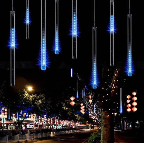 Instalatie tub luminos tip ploaie meteoriti, 30, 50 sau 80 cm, 8 tuburi, diverse culori [3]