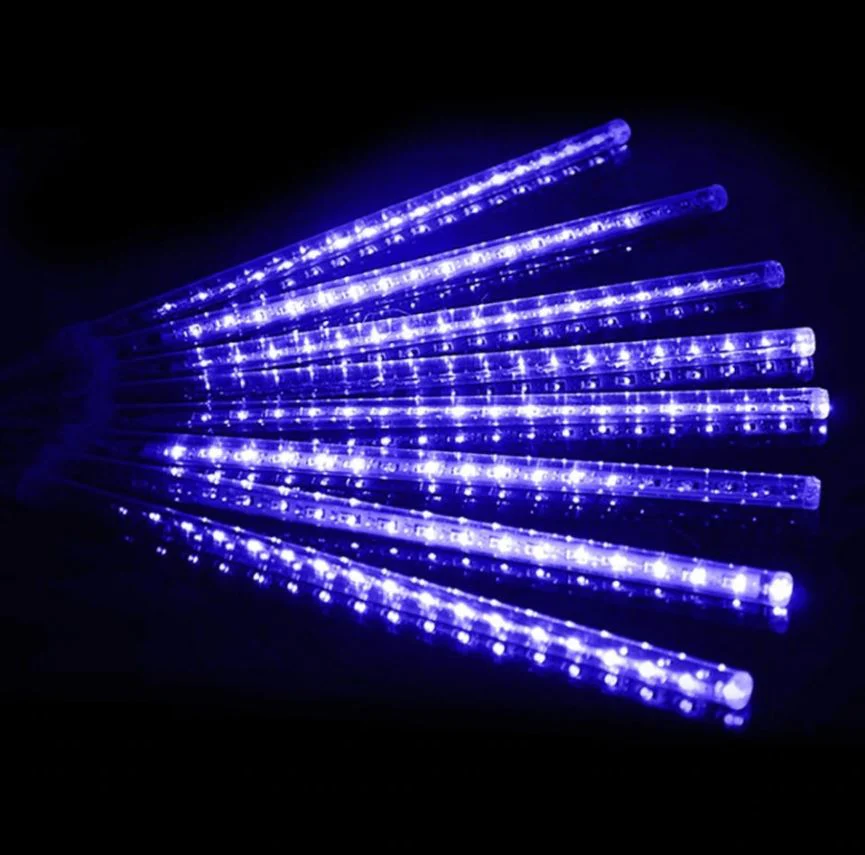 Instalatie tub luminos tip ploaie meteoriti, 30, 50 sau 80 cm, 8 tuburi, diverse culori [7]