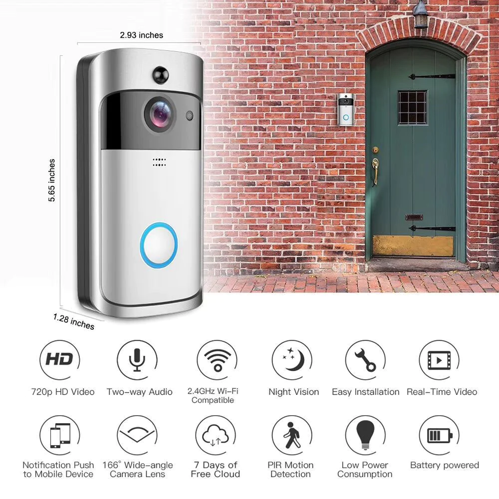 Interfon Video Inteligent, Sistem Sonerie Smart cu Camera Video HD, Night Vision, Microfon, Difuzor, Senzor de Miscare [10]