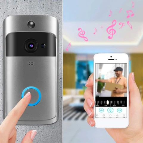 Interfon Video Inteligent, Sistem Sonerie Smart cu Camera Video HD, Night Vision, Microfon, Difuzor, Senzor de Miscare [5]