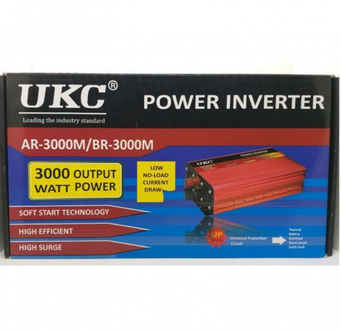Invertor Auto UKC, 2500 - 3000 W putere, 12V - 220V, din aluminiu [5]