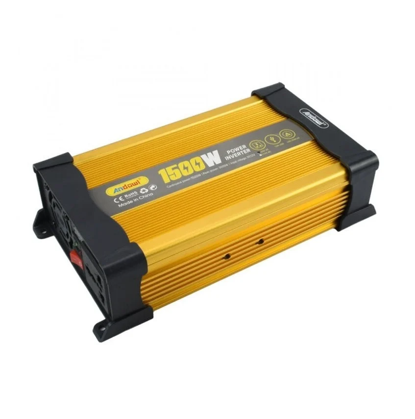 Invertor de tensiune auto Andowl KS1500, 1500W, 12V, 220V, 26 x 11 x 6.5cm, auriu [5]
