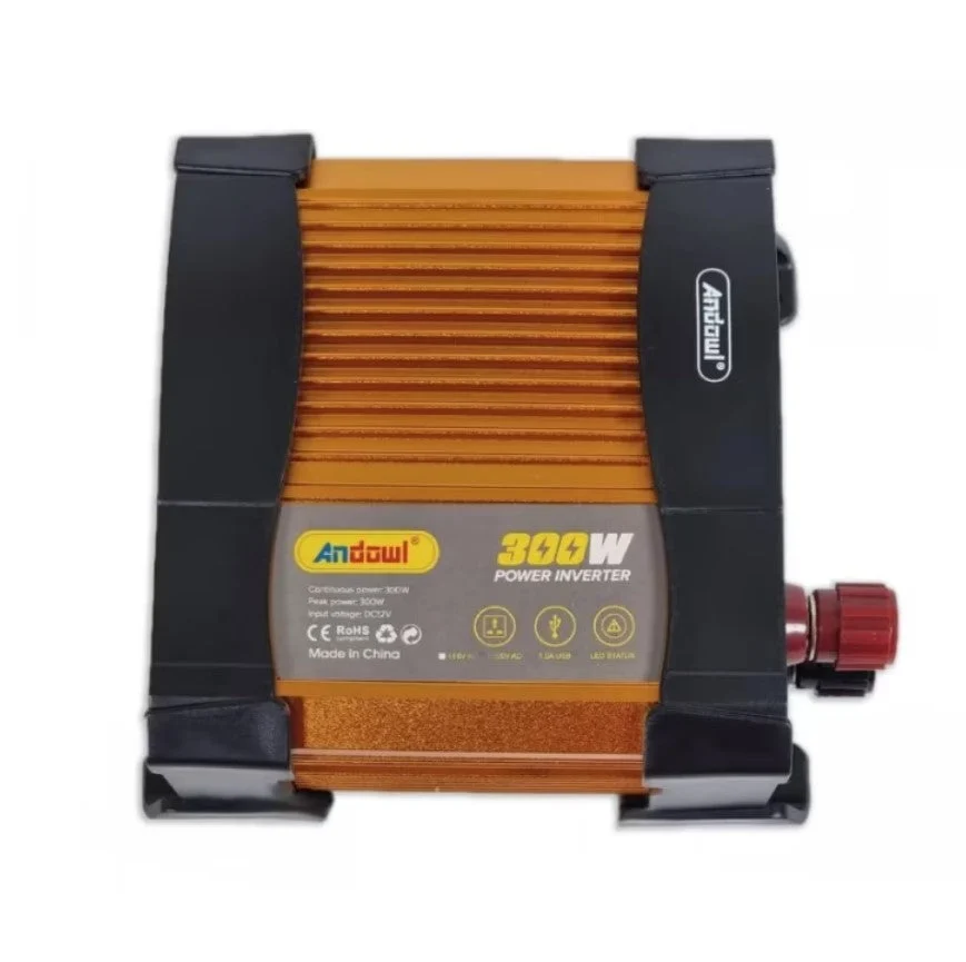 Invertor de tensiune auto Andowl KS300, 300W, 12V, 220V, 16 x 11 x 6.5cm, auriu [5]
