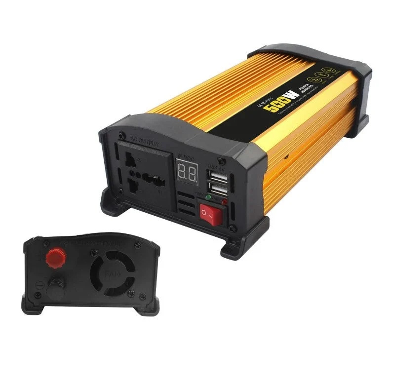 Invertor de tensiune auto Andowl KS500, 500W, 12V, 220V, 18 x 11 x 6.5cm, auriu [3]