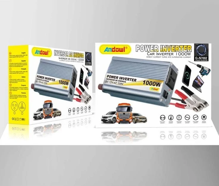 Invertor de tensiune auto Andowl N7002, 1000W, 12V, 220V, 16 x 11 x 6.5cm, auriu [3]