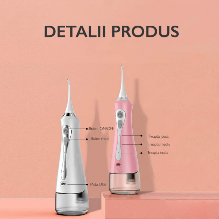 Irigator bucal cu 3 moduri de lucru, 1800 mAh, capacitate 230 ml [5]