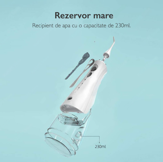 Irigator bucal cu 3 moduri de lucru, 1800 mAh, capacitate 230 ml [7]