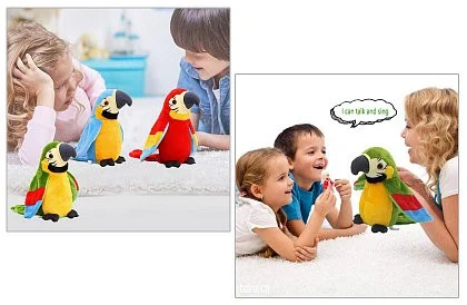 Jucarie Interactiva Papagal vorbitor, repeta tot ce aude, multicolor, 18 cm [4]