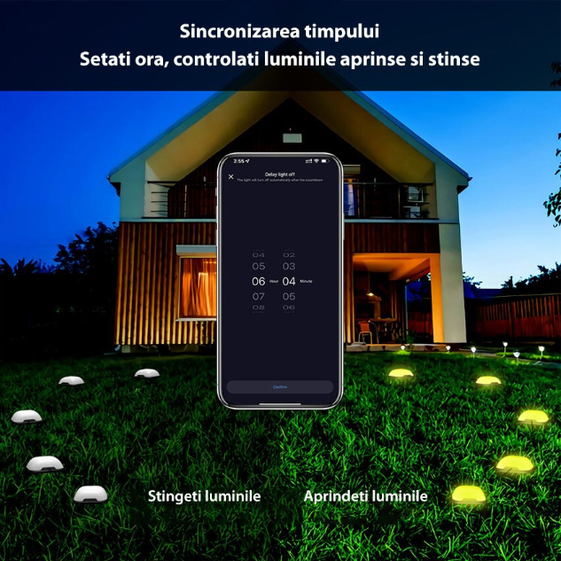 Kit Iluminat Gradina 14M cu Lumini Colorate RGB, Control Telefon, Alimentare priza, Sir Lampi LED de exterior [19]