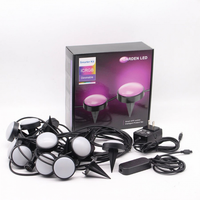 Kit Iluminat Gradina 14M cu Lumini Colorate RGB, Control Telefon, Alimentare priza, Sir Lampi LED de exterior [16]