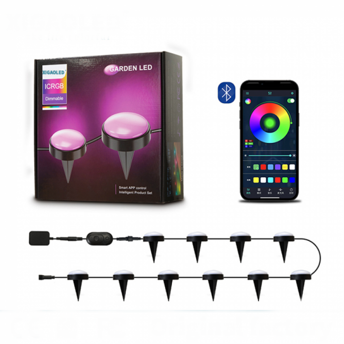 Kit Iluminat Gradina 14M cu Lumini Colorate RGB, Control Telefon, Alimentare priza, Sir Lampi LED de exterior [1]