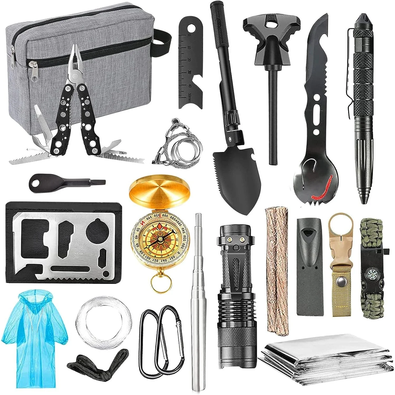 Kit multifunctional, 19 piese, excelent pentru drumetii, vanatoare, pescuit, camping [1]