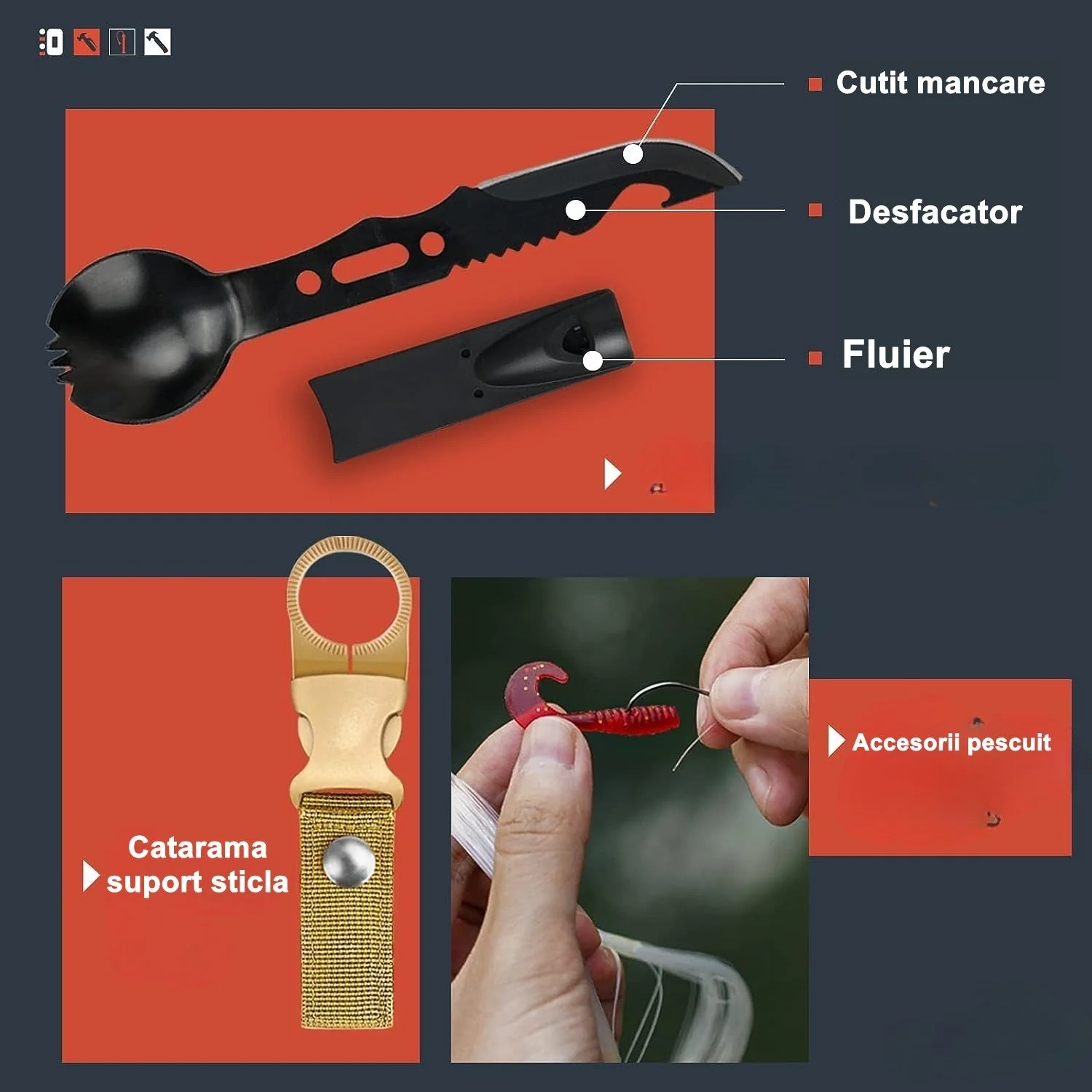 Kit multifunctional, 19 piese, excelent pentru drumetii, vanatoare, pescuit, camping [5]