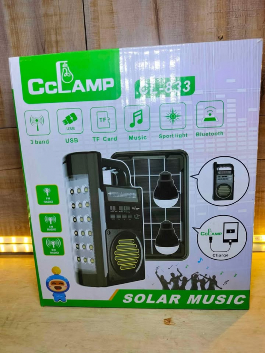 Kit Solar Radio FM, 2 Becuri, Lanterna, Bluetooth, Frecventa, Baterie Externa incarcare telefon, USB, TF card [3]
