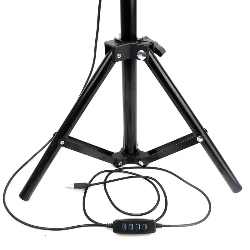 Lampa circulara cu Trepied Selfie Ring Light cu LED, 25 cm, Lumina calda/rece/RGB [4]