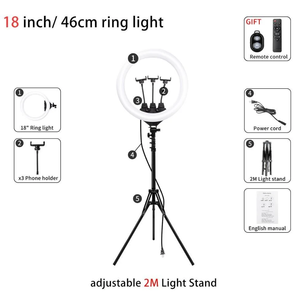 Lampa circulara cu Trepied Selfie Ring Light cu LED, 25 cm, Lumina calda/rece/RGB [5]