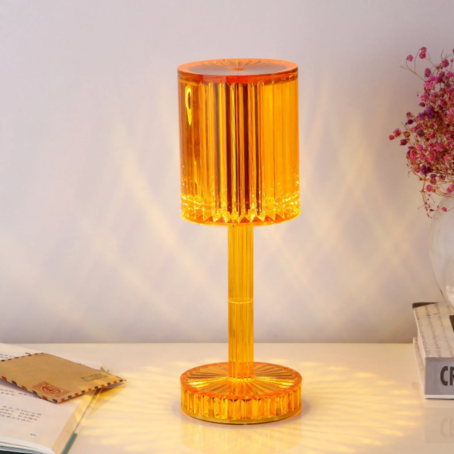 Lampa de masa wireless din cristal acrilic cu touch si incarcare prin usb [6]