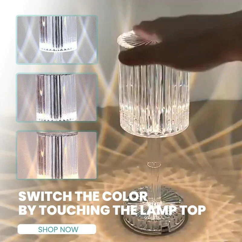 Lampa de masa wireless din cristal acrilic cu touch si incarcare prin usb [2]