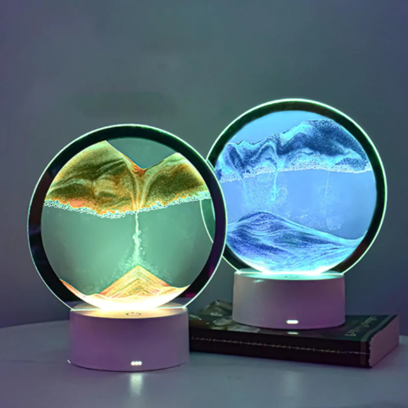 Lampa decorativa stil clepsidra, nisipuri miscatoare, Moving Sand Art [10]