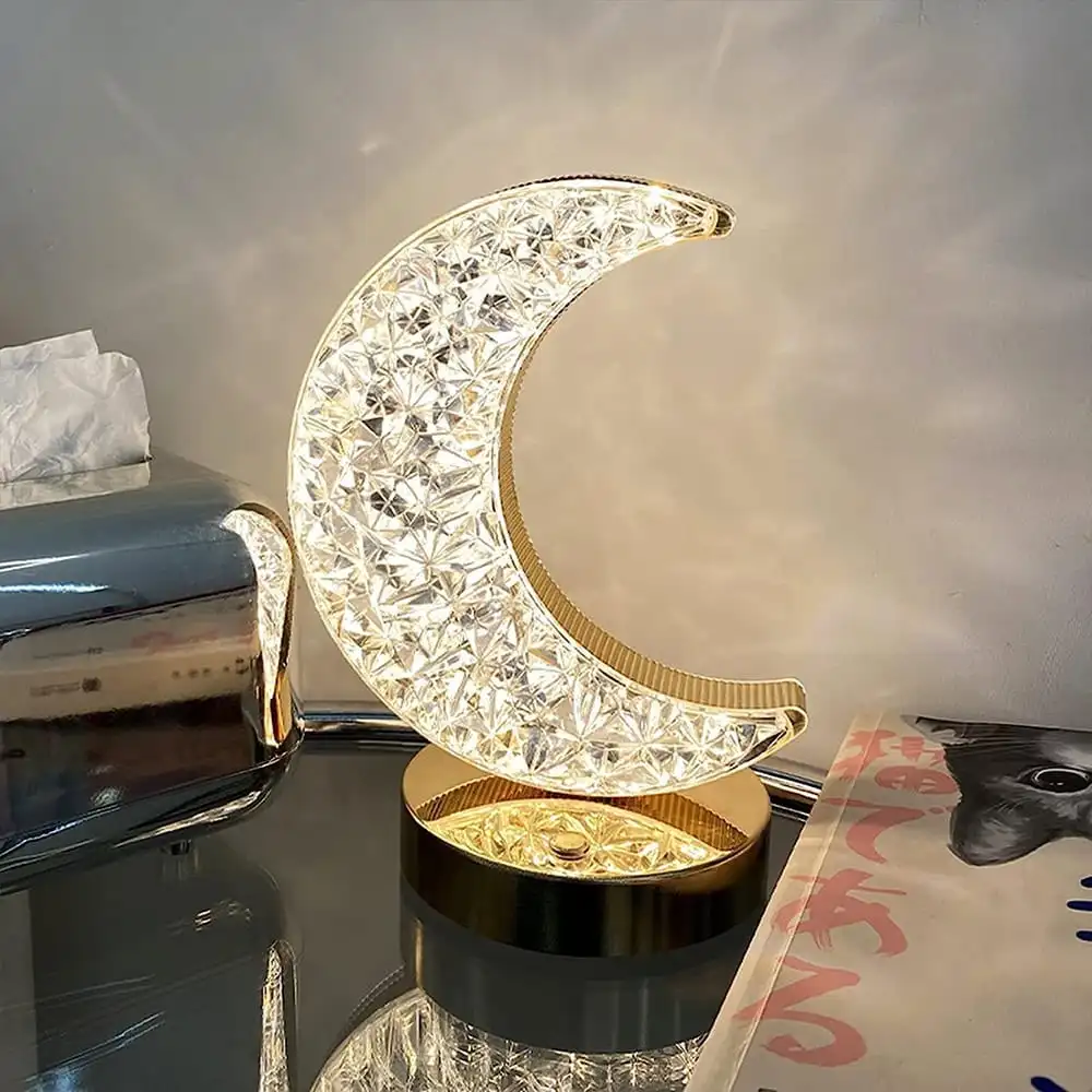 Lampa LED decorativa model Crystal Semiluna, alimentare USB [7]