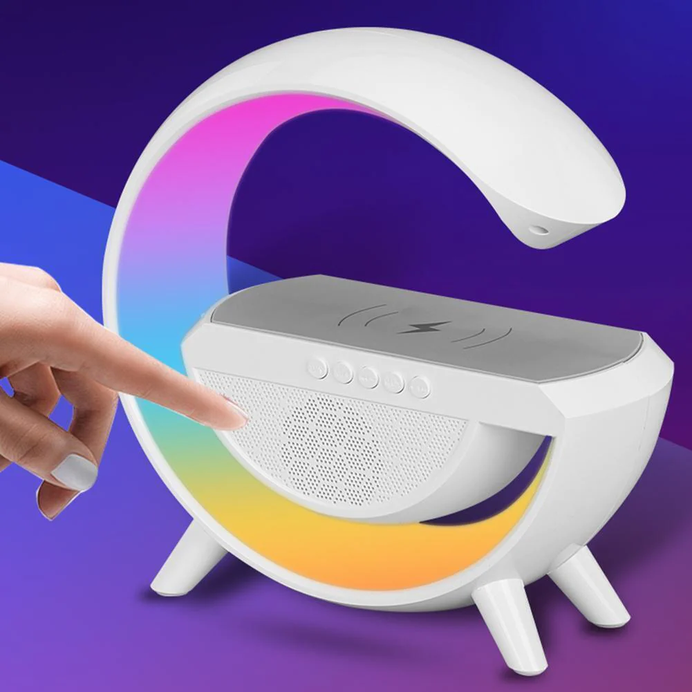Boxa Portabila Bluetooth cu Lampa RGB si Incarcator Fast Charge 15W Wireless, 3 in 1, VARIANTA MARE [2]