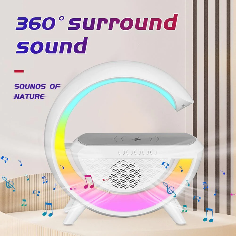 Boxa Portabila Bluetooth cu Lampa RGB si Incarcator Fast Charge 15W Wireless, 3 in 1, VARIANTA MARE [3]