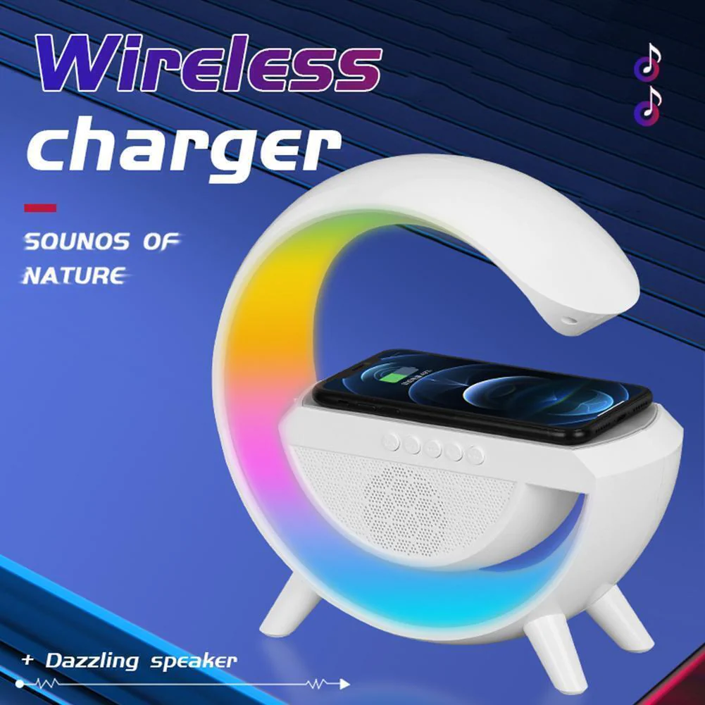 Boxa Portabila Bluetooth cu Lampa RGB si Incarcator Fast Charge 15W Wireless, 3 in 1, VARIANTA MARE [9]