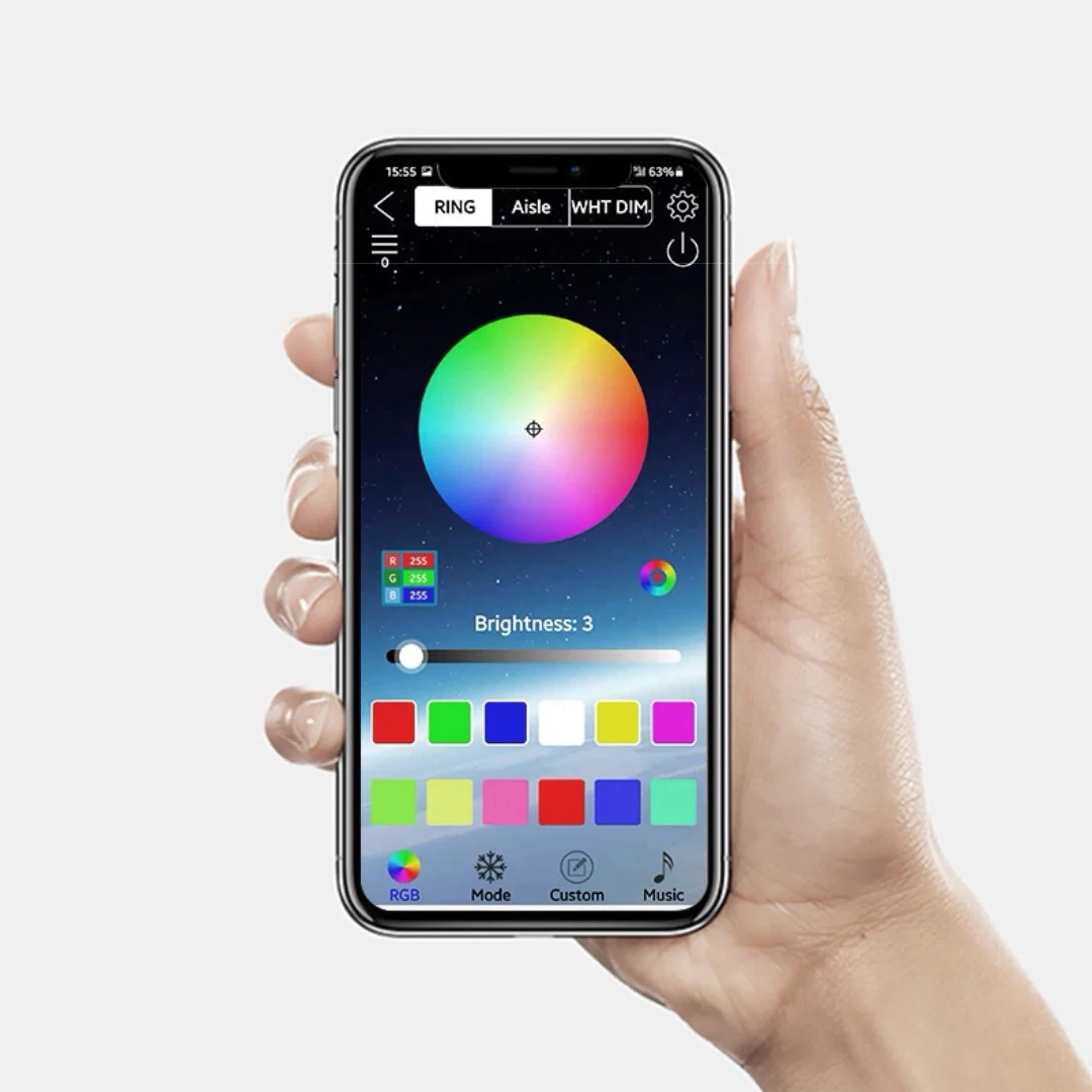 Lampa RGB de podea pentru colt, cu LED si jocuri de lumini, design slim, control aplicatie + telecomanda, 140cm inaltime [4]