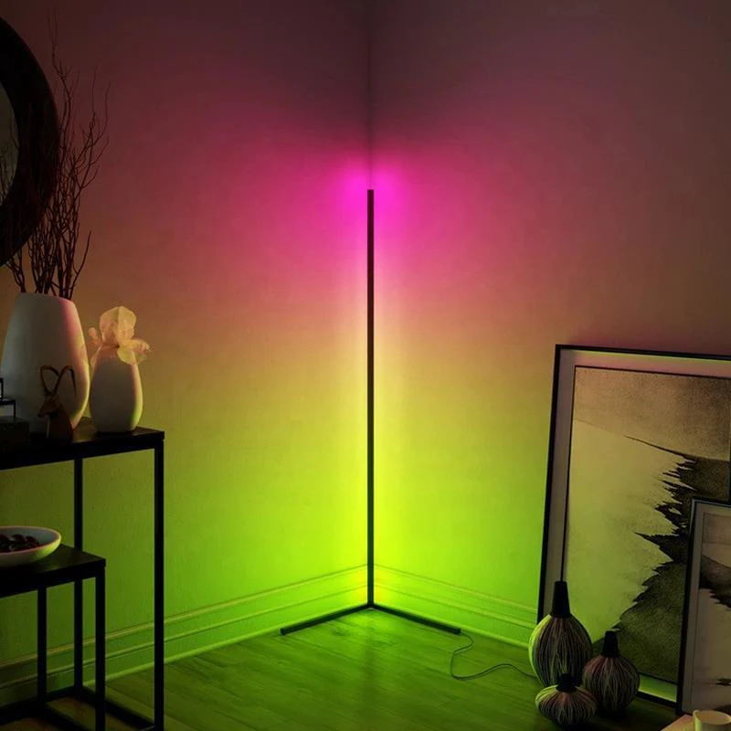 Lampa RGB de podea pentru colt, cu LED si jocuri de lumini, design slim, control aplicatie + telecomanda, 140cm inaltime [6]