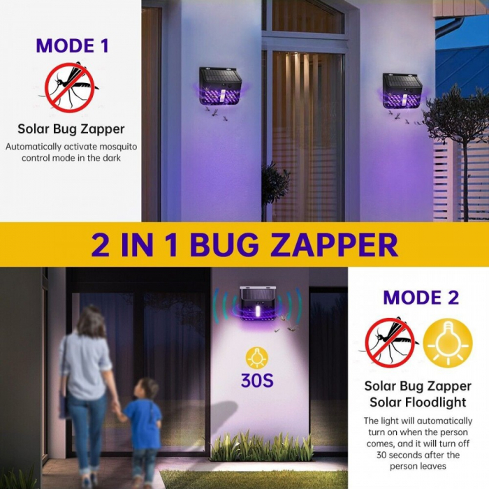 Lampa Solara 2 in 1 cu Lampa UV Impotriva Tantarilor si Insectelor, Senzor de Miscare [4]