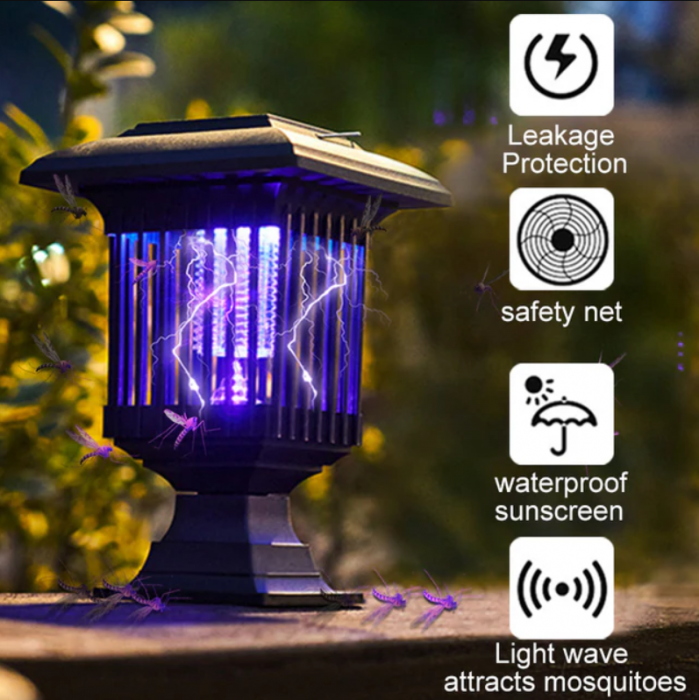 Lampa Solara Anti-Insecte 2 in 1 cu LED UV si Lumina Decorativa, 3 Tipuri de Montaj, IP44, Autonomie 8 ore [3]