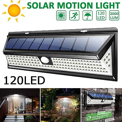 Lampa solara cu 120 LED-uri, senzor de miscare PIR, telecomanda, 4400 mAh, waterproof IP65 [2]