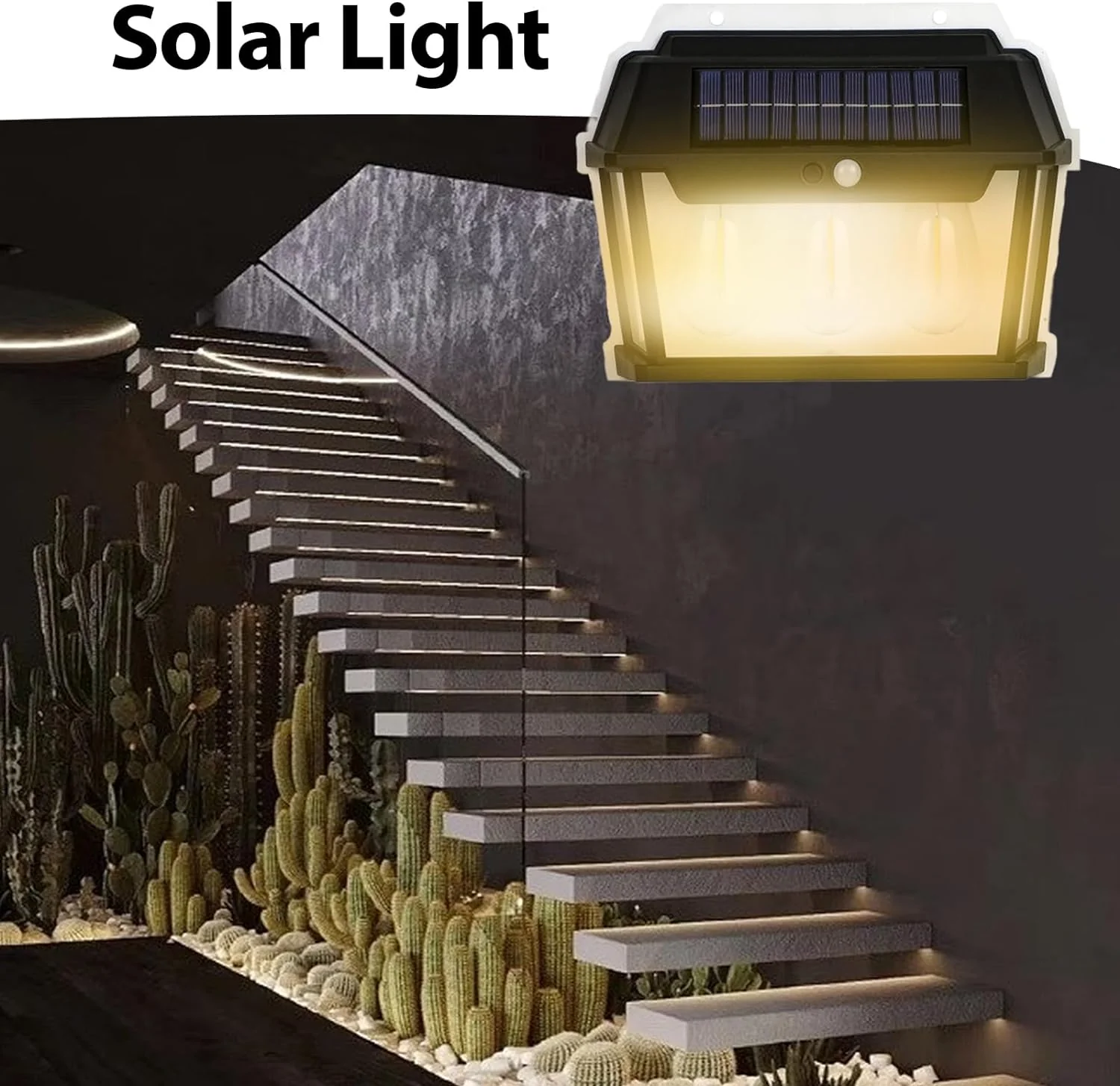 Lampa solara cu 3 becuri de perete LED cu senzor de miscare [7]