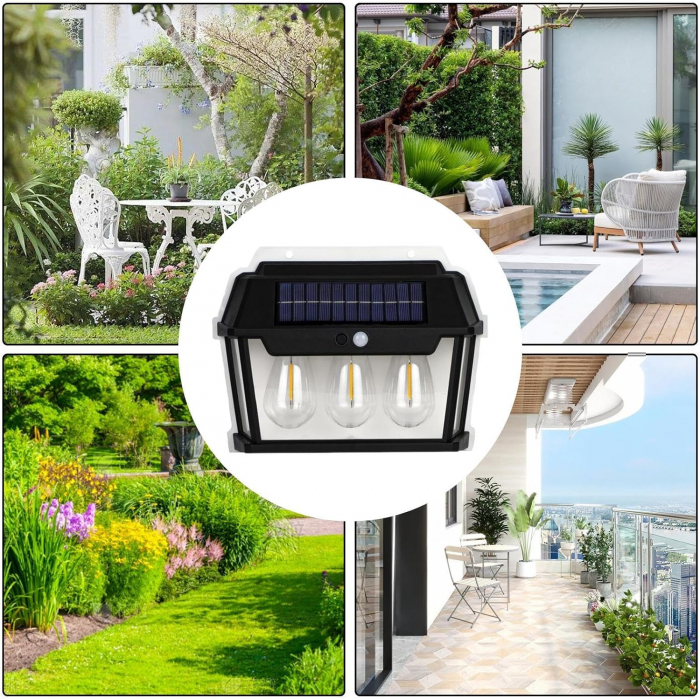Lampa solara cu 3 becuri de perete LED cu senzor de miscare [4]