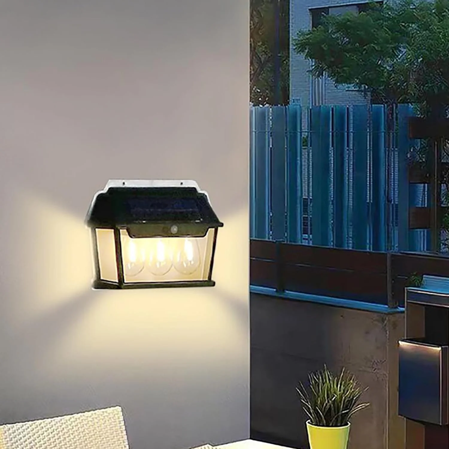 Lampa solara cu 3 becuri de perete LED cu senzor de miscare [2]