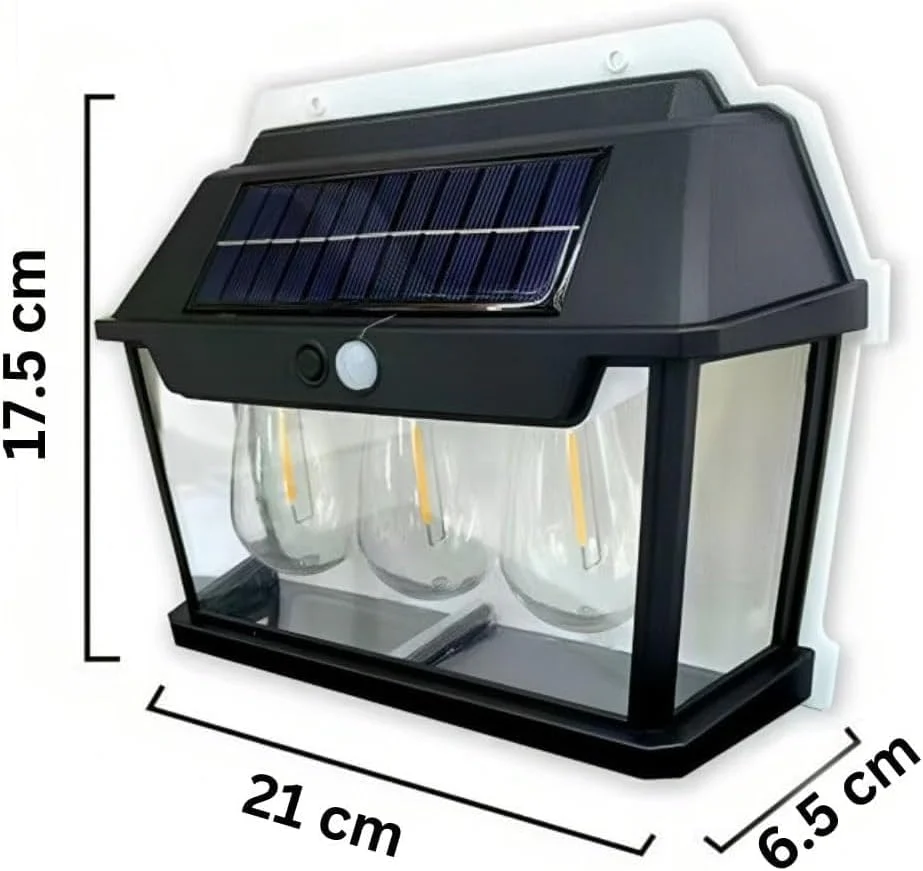 Lampa solara cu 3 becuri de perete LED cu senzor de miscare [9]