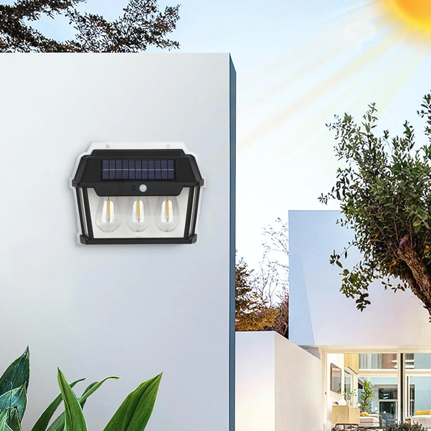 Lampa solara cu 3 becuri de perete LED cu senzor de miscare [6]