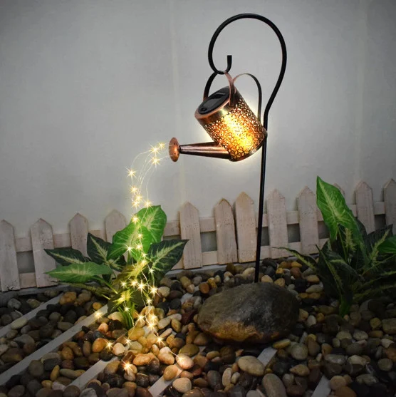Lampa solara cu lumina calda Led, stropitoare din fier forjat [3]