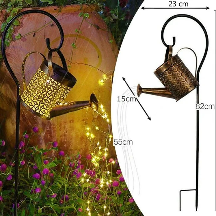 Lampa solara cu lumina calda Led, stropitoare din fier forjat [4]