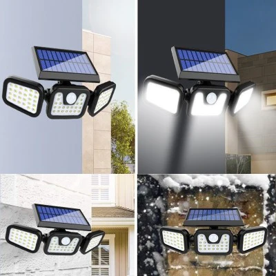 Lampa Solara de Exterior cu 3 capete, 74 LED-uri, Incarcare Solara Rapida, Autonomie 8-10 ore [7]