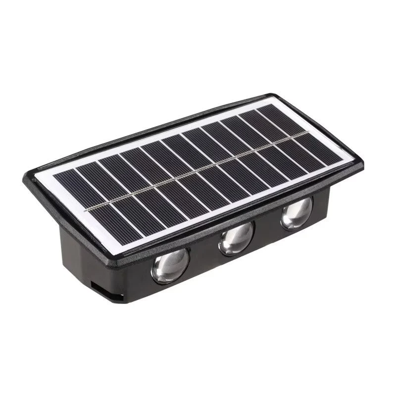 Lampa solara LED bidirectionala dreptunghiulara pentru perete, 20.5x10 cm, 6 LED-uri, 5.5V, rezistenta la apa IP65, alb cald [4]