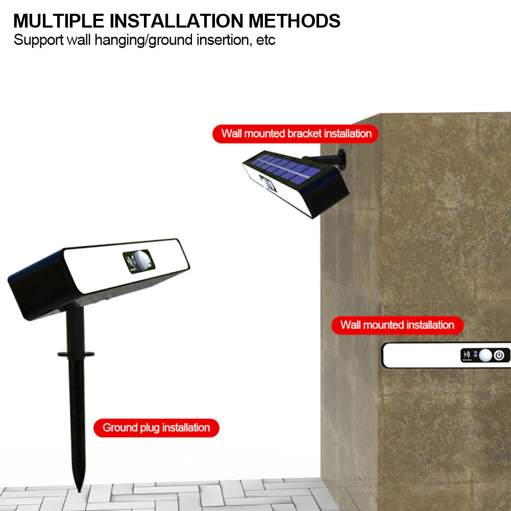 Lampa solara LED de exterior cu 3 moduri de prindere, Waterproof, senzor de miscare [10]